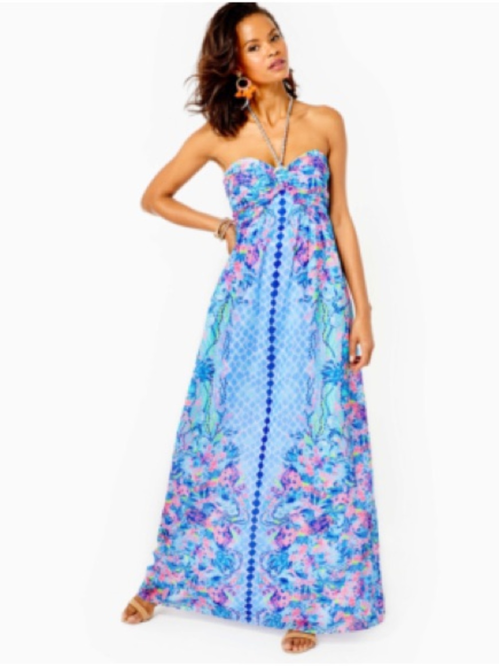 Lilly Pulitzer Strapless Viv Blue Floral Maxi Dress - Picture 5 of 6